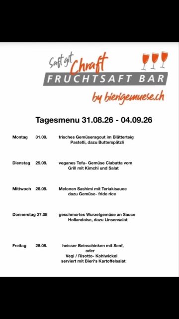 Tagesmenu von dieser Woche,
#fruchtsaftbar #bern #takeawayfood #gesund