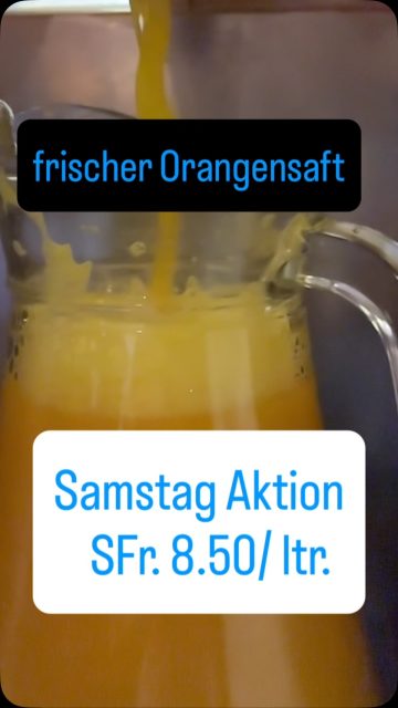 Nur heute,
1 Liter frisch gepresster Orangensaft für nur SFr. 8.50.
Erhältlich in der Fruchtsaftbar oder im Farmersmarket im Loeb.
#frischgepresst #orangensaft #götterfrucht #feinezmorge