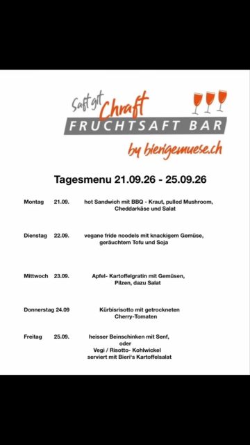 Tagesmenu #menu #takeawayfood #stadtbern #täglichwasneues