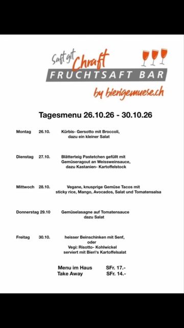 Tagesmenu in der Fruchtsaftbar
#fruchtsaftbar #bern #bieri_gemuese #takeawayfood #saft